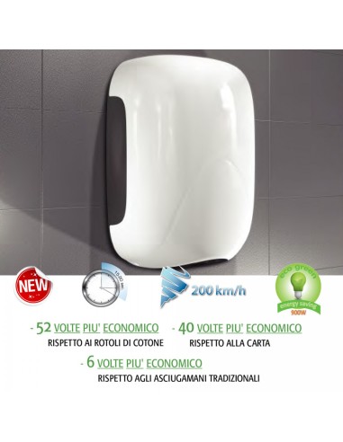 Asciugamano elettrico con fotocellula Smart Jet mini Bianco 900w