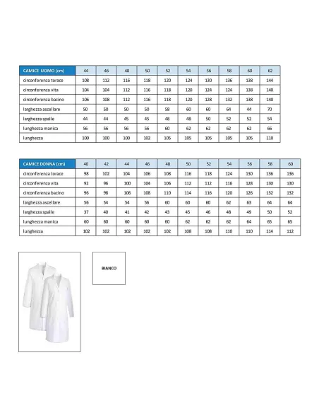 CAMICE MEDICO DA UOMO COLORE BIANCO 100% COTONE