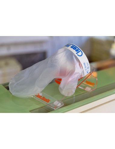 Clean Hands Base Kit Plexiglass con portacartello- guanto igienico per alimenti