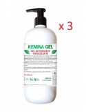 3 x Gel igienizzante mani senza risciacquo 500ml. Kemina gel