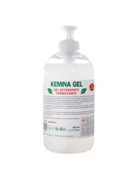 Gel igienizzante mani senza risciacquo 500ml con erogatore. Kemina gel
