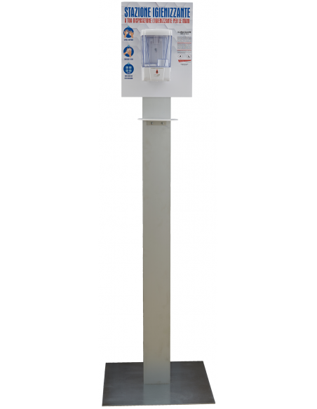 Piantana Colonna igienizzzante mani in alluminio con dispenser fotocellula - detershoponline.it