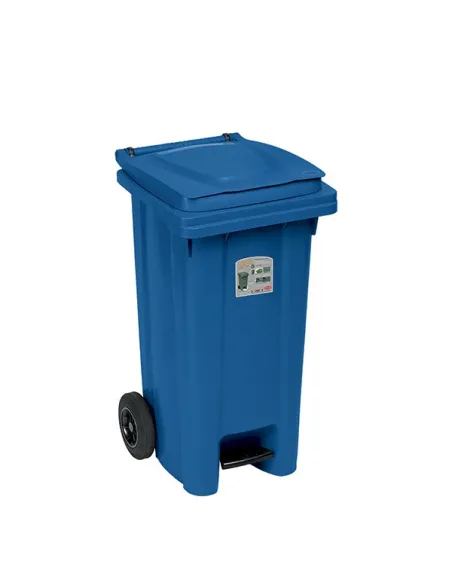 Bidone spazzatura 120L con pedale, ruote e ferma sacco |Detershoponline