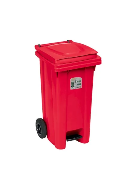 Bidone Carrellato Lt.120 Con Pedale rosso