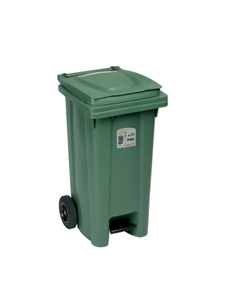 Bidone Carrellato Lt.120 Con Pedale verde
