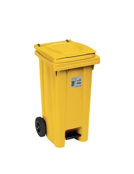 Bidone Carrellato Lt.120 Con Pedale giallo