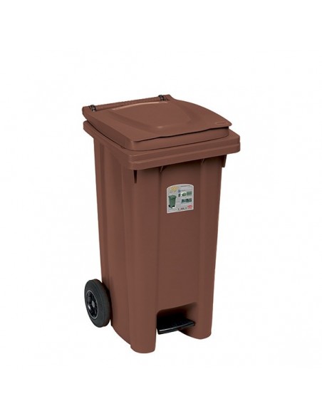 Bidone Carrellato Lt.120 Con Pedale marrone