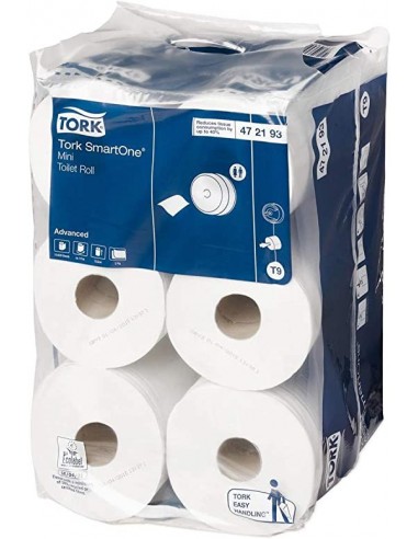 12 rotoli Tork Smartone Mini Carta Igienica 2 Veli 620 Fogli per Roll Bianco 12 Rolls per Confezione