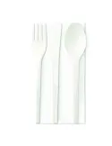 600 Tris posate style monouso tovagliolo, cpla, biocompostabile 16,5cm