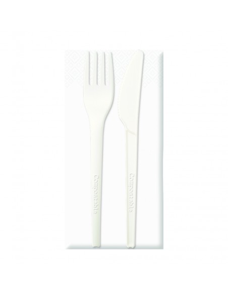 1000 Bis posate style monouso tovagliolo, cpla, biocompostabile 16,5cm
