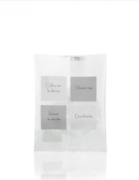 Cuffia doccia PLT incartate singolarmente neutra in flow pack 100pz.