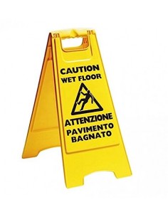 Cavalletto Segnale con Pittogramma Pavimento Bagnato, 60x30 cm, Plastica