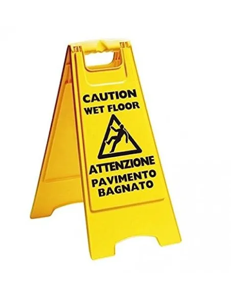 Cavalletto Segnale con Pittogramma Pavimento Bagnato, 60x30 cm, Plastica