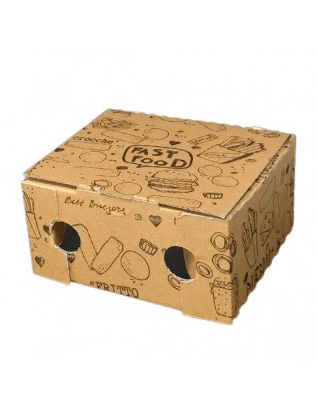 Scatola porta fritti havana per take away 170 Pz. cm. 15x15h7