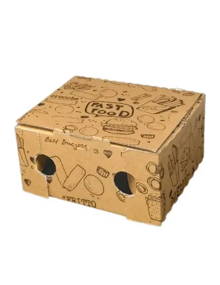 Scatola porta fritti havana per take away 170 Pz. cm. 15x15h7