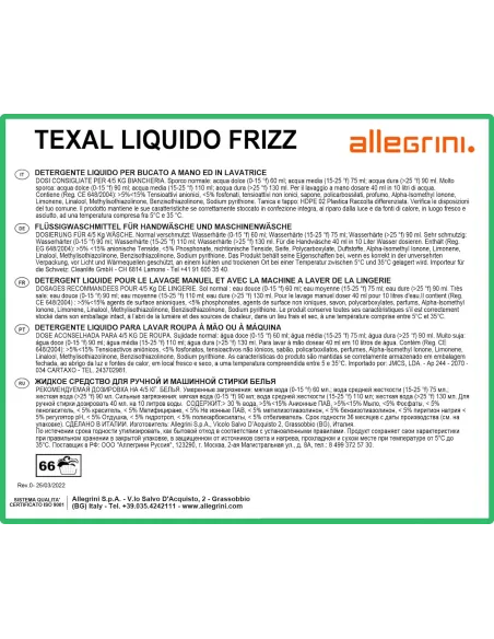 4x Detersivo Liquido TEXAL Frizz Concentrato - Profumato e Efficace a Basse Temperature