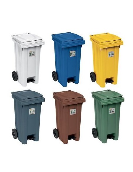 Bidone spazzatura carrellato 120 litri con pedale