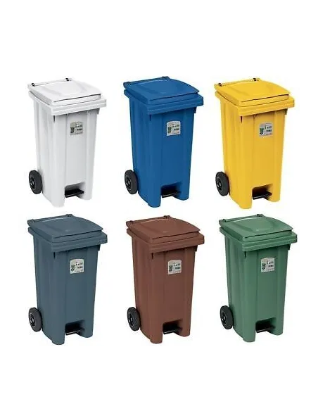 Bidone spazzatura carrellato 120 litri con pedale