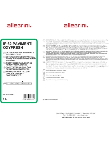 IP 62 Oxyfresh – Detersivo Pavimenti Alcolico Profumato 1L Allegrini