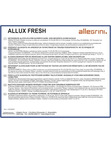 Allux Fresh lavapavimenti alcolico 5L Allegrini | Detershoponline