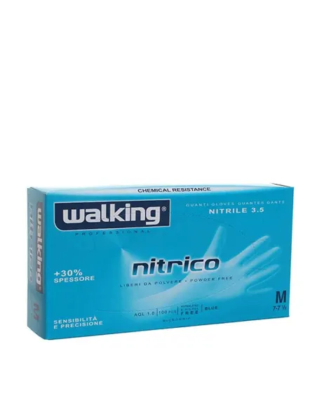 Guanti nitrile blu Walking senza polvere – Confezione da 1000 pezzi, taglie disponibili, 3.5 gr.