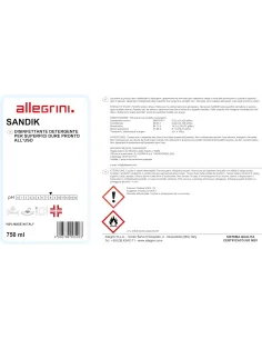 Sandik 750ml. sanificante base alcoolica senza risciacquo pronto uso con presidio medico - allegrini