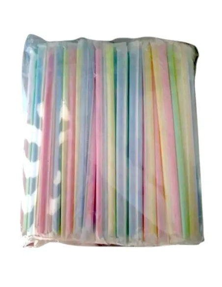 CANNUCCIA INCARTATA SINGOLARMENTE IN PLA CON SNODO COLORI ASSORTITI 250PZ. CM. 21