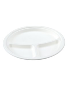 Piatto Tondo 3 scomparti polpa di cellulosa Ø 26cm