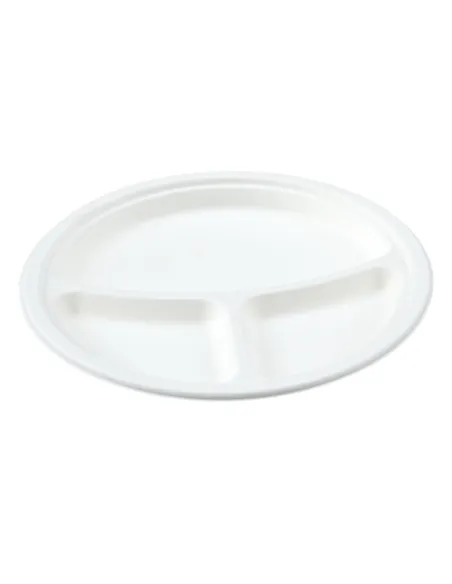 Piatto Tondo 3 scomparti polpa di cellulosa Ø 26cm