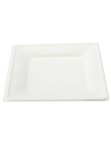 Piatto quadrato in polpa da zucchero 26x26 h 2 Conf. 50 pz.