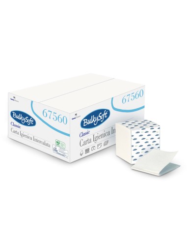 Carta igienica interfogliata 1 velo confezione 300x36 dim foglio 18x11cm. Bulkysoft