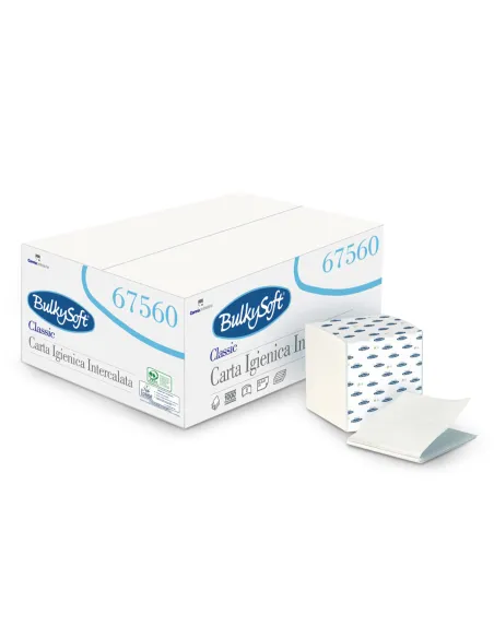 Carta igienica interfogliata Bulkysoft 67560 1 velo 18x11 cm | detershoponline.it