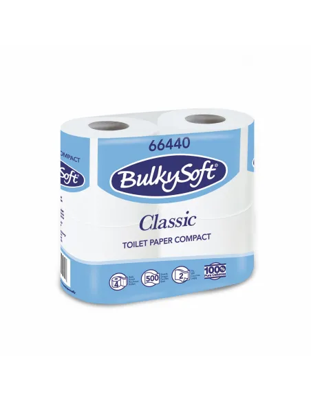 Carta igienica 4 rotoli 2 veli pura cellulosa 500 strappi conf. 40 rotoli 66440