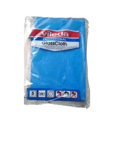 Panno Blu Vileda Glass Cloth 5pz - Perfetto per Vetri e Superfici Lisce