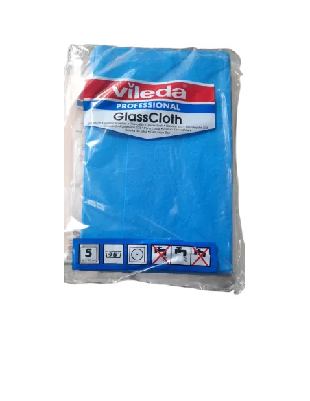 Panno Blu Vileda Glass Cloth 5pz - Perfetto per Vetri e Superfici Lisce