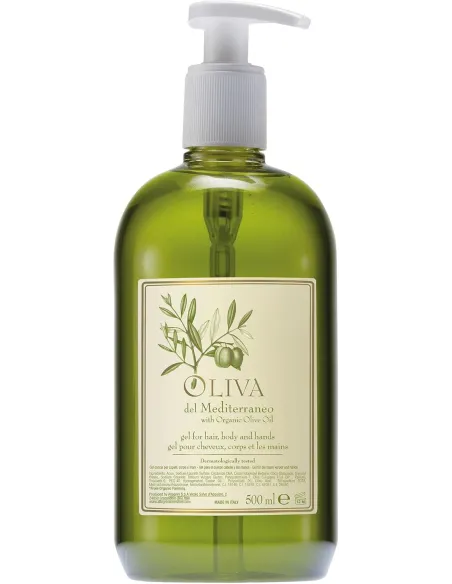 Bagnoschiuma e shampoo Allegrini Oliva del Mediterraneo – con olio d’oliva biologico per una detersione delicata e naturale.