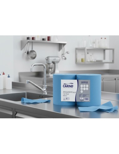 Rotoloni in carta blu 3 veli pura cellulosa Carind EXCLUSIVE BLUE 150 PLUS Confezione 2 rotoli
