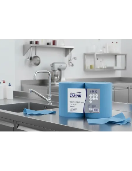 Rotoloni in carta blu 3 veli pura cellulosa Carind EXCLUSIVE BLUE 150 PLUS Confezione 2 rotoli