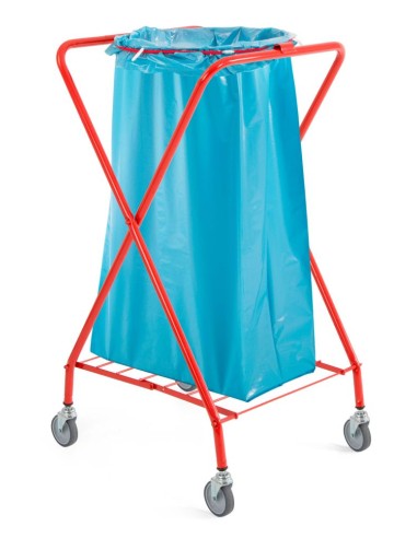 Carrello portasacco a X verniciato con attacco rotondo elastico e ruote piroettanti | detershoponline.it