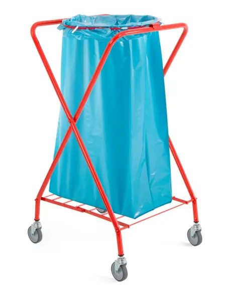 Carrello portasacco a X verniciato con attacco rotondo elastico e ruote piroettanti | detershoponline.it