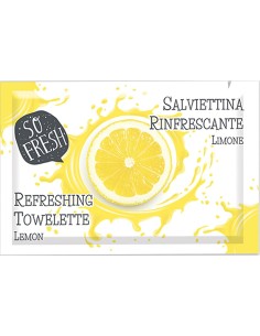 Salvietta monouso profumata al limone, rinfrescante e pratica, ideale per ogni situazione.