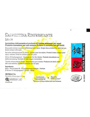 Salvietta monouso profumata al limone, rinfrescante e pratica, ideale per ogni situazione.