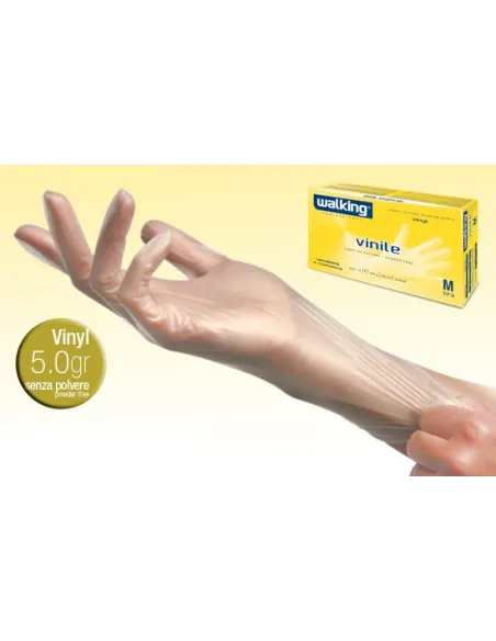 Guanto vinile  Walking senza polvere 5 grammi 100pz.