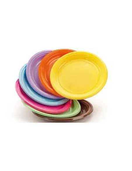 Piattini dessert in plastica colorati per feste buffet party in coordinato 50pz.