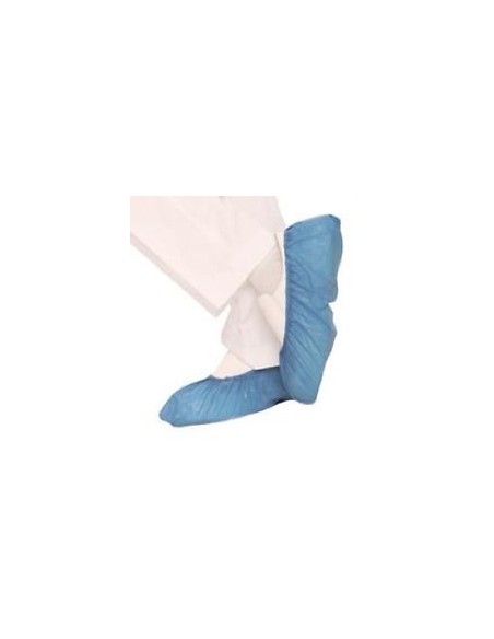 Copriscarpe monouso in cpe con elastico alla caviglia cf. 100pz.